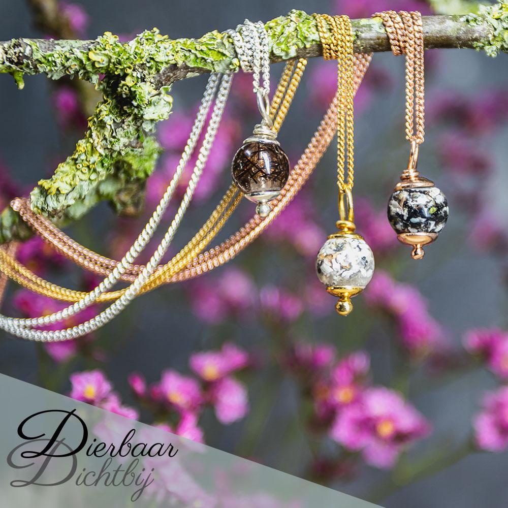 Ketting met herinneringskraal | Ø8mm | Zilver (rosé-goudkleurig verguld)